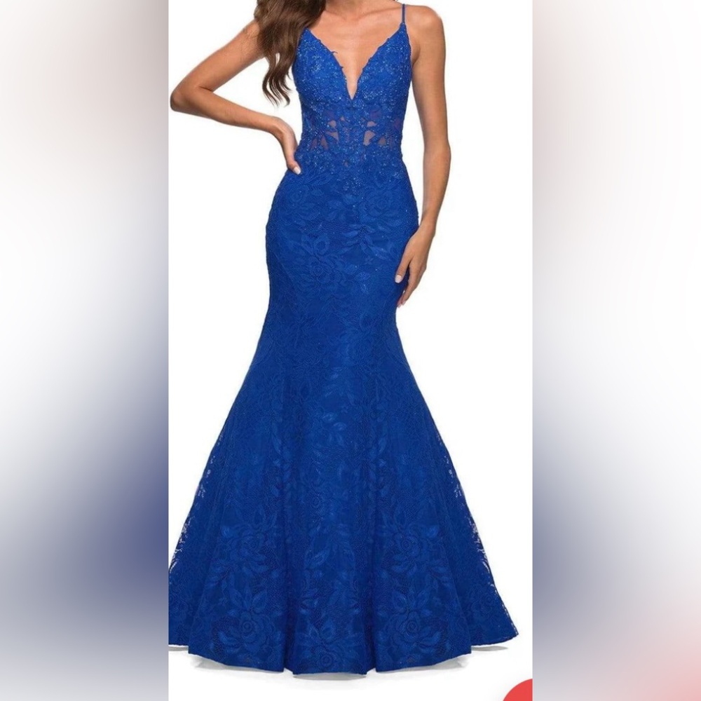 La Femme Royal Blue Lace Dress